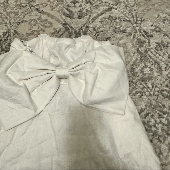 DISSH Aisle Bow Linen Dress Solid White Mini Style Strapless Size 12 US Women’s - Picture 5 of 11